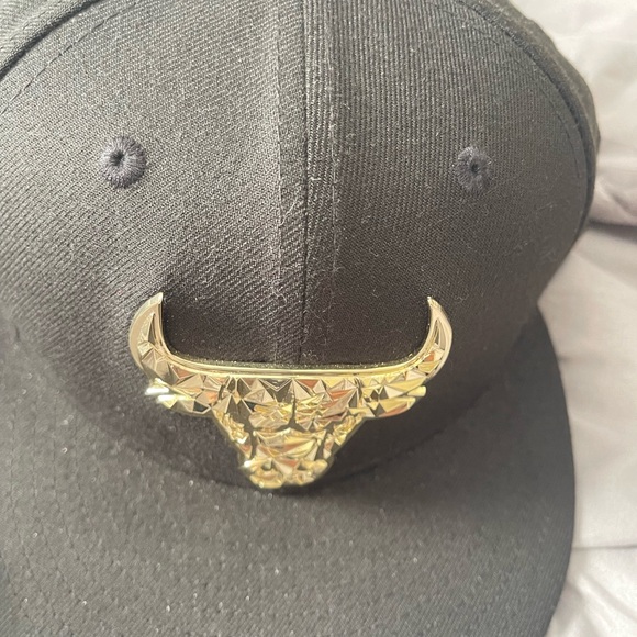 Rare Chicago Bulls Jordan Metal Gold Badge flat brim snap back hat - Picture 8 of 8